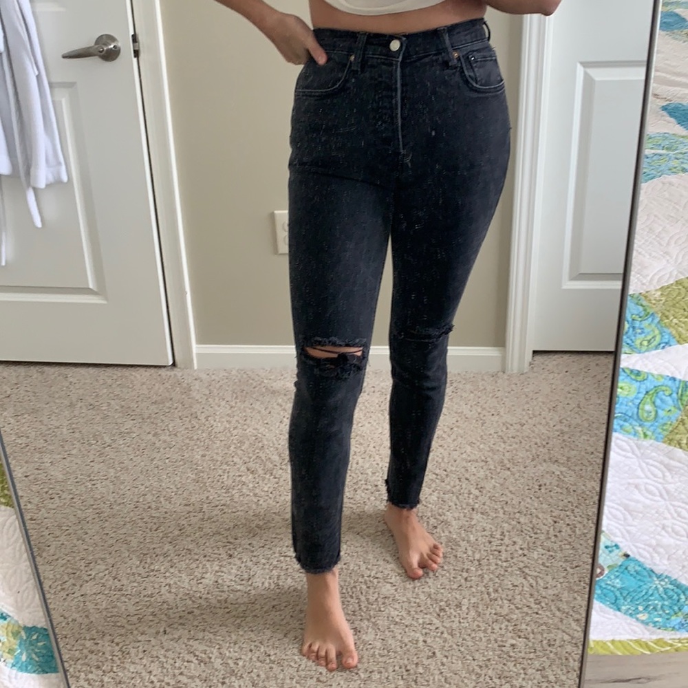Free people black denim high waisted jeans size 27/4